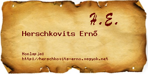 Herschkovits Ernő névjegykártya